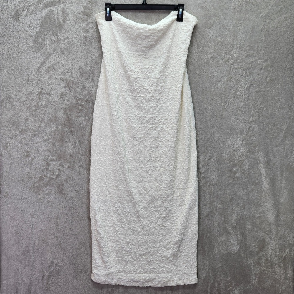 Bar III White Textured Strapless Midi Dress